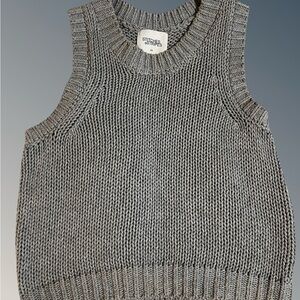 Stitch’s and Stripes Gray Knit Crop Top 100% Cotton Sz S